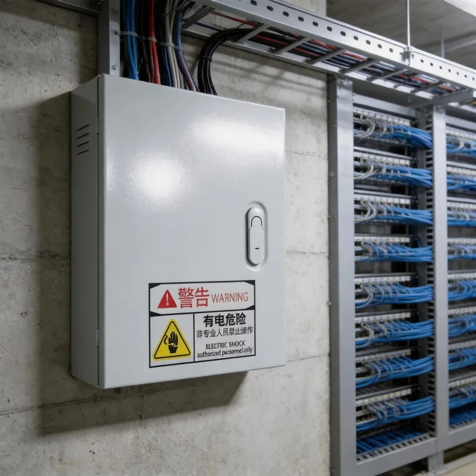 Metalowa skrzynka rozdzielcza montowana na obudowie elektrycznej